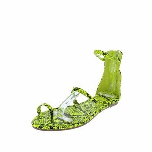 Liliana Neon Green Snake Print Sandals